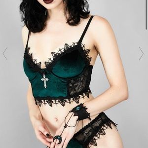 NWOT Killstar Velvet Cross Bustier + Panties